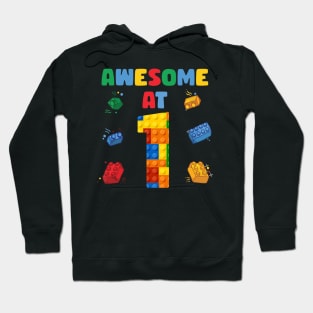 1 Year Old Building Blocks B-day Gift For Boys Kids Hoodie